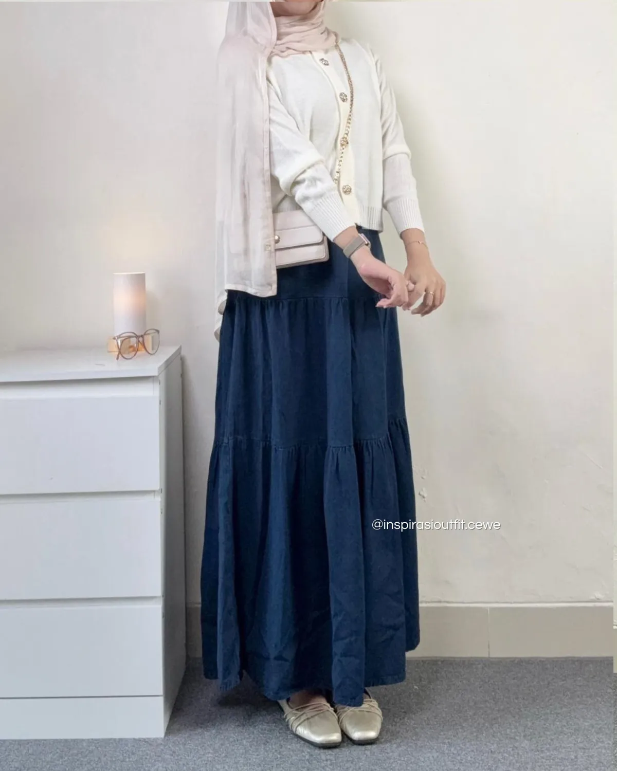 Inspirasi outfit soft pakai rok