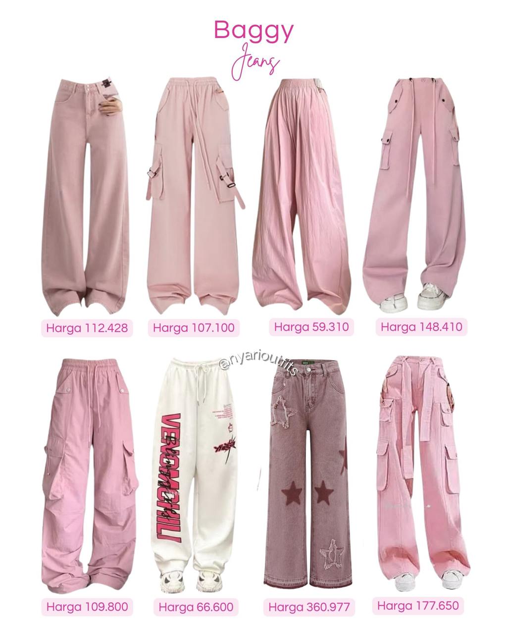 celana - baggy jeans pink