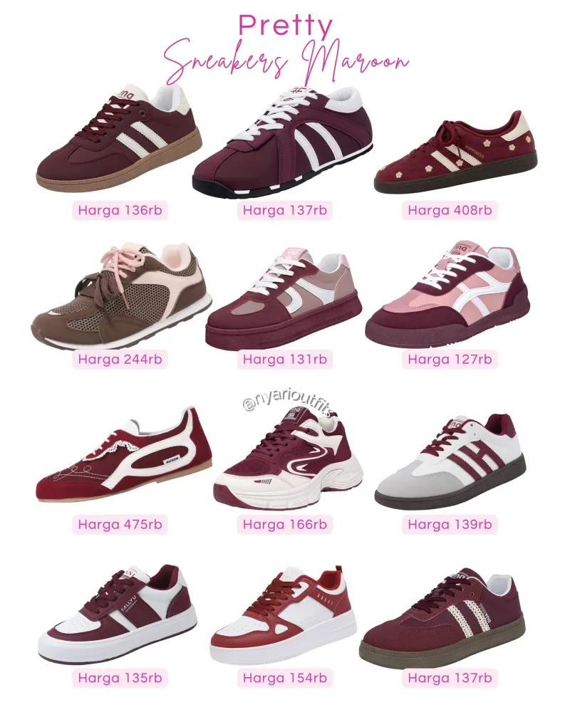 sepatu - sepatu sneakers maroon